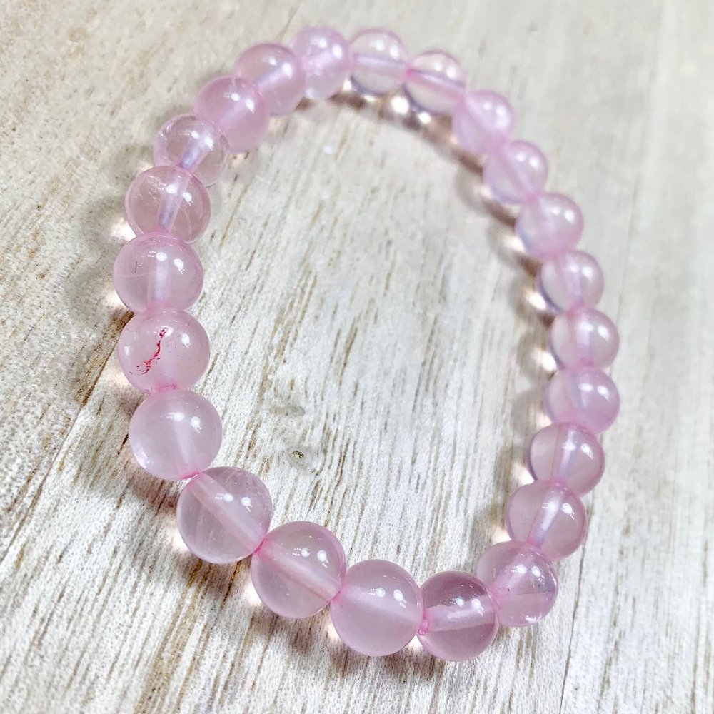 8mm Pink Quartz Chakra Stretch Bracelet - Picture 5 of 9